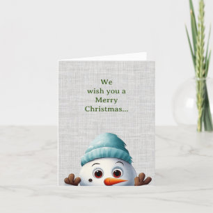 Cartes Pour Fêtes Annuelles Cute Peeking Funny Snowman Noël