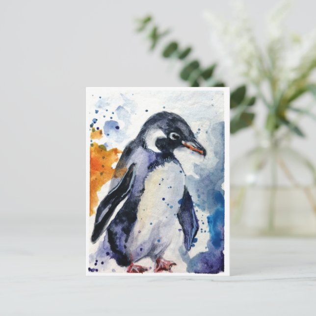 Cartes Pour Fêtes Annuelles Cute Penguin (Debout devant)