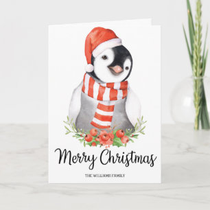Cartes Pour Fêtes Annuelles Cute Père Noël Penguin Joyeux voeux de Noël