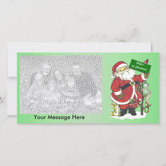 Cartes Pour Fêtes Annuelles Cute Père Noël Tree Animals Baby First Christmas (Devant)