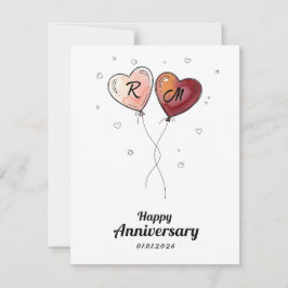 Cartes Pour Fêtes Annuelles Cute Personalized Couple Anniversary Heart Card