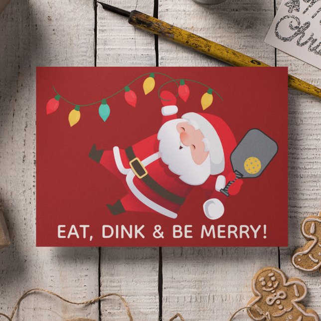 Cartes Pour Fêtes Annuelles Cute Pickleball Père Noël Red Christmas Photo (Créateur téléchargé)