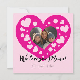 Cartes Pour Fêtes Annuelles Cute Pink coeurs photo Nous t'aimons maman