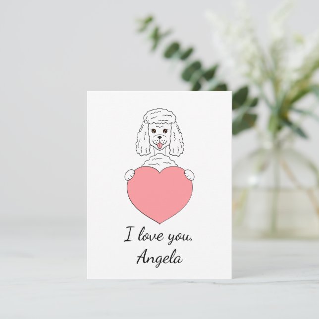 Cartes Pour Fêtes Annuelles Cute poodé en amour Valentine (Debout devant)