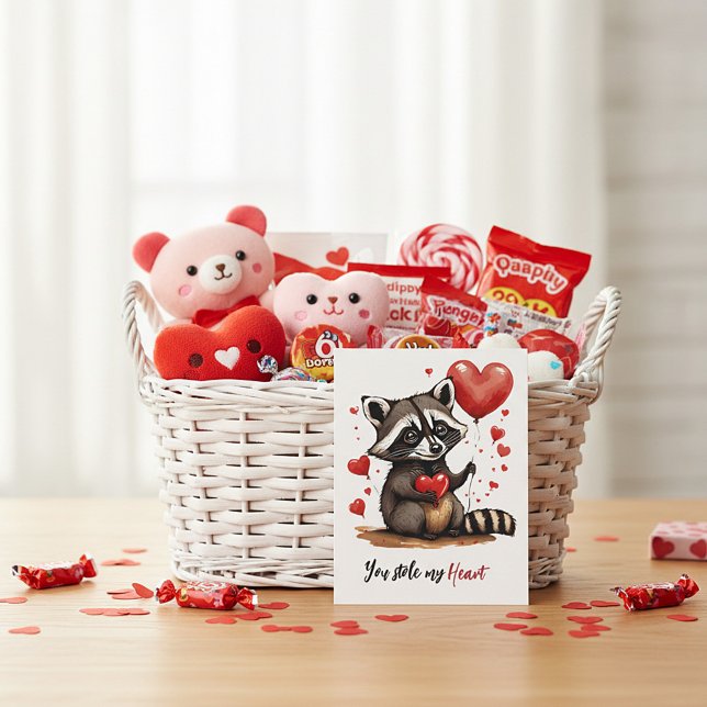 Cartes Pour Fêtes Annuelles Cute raccoon personnalisé valentine (Créateur téléchargé)