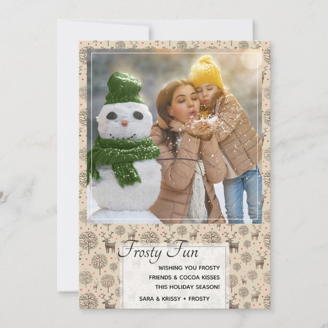 Cartes Pour Fêtes Annuelles Cute Reindeer Motif Tonalité Terre ou Couleur pers (Devant)