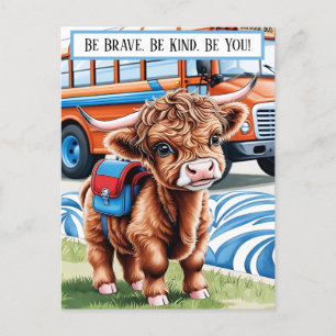 Cartes Pour Fêtes Annuelles Cute Retour à l'école Highland Cow