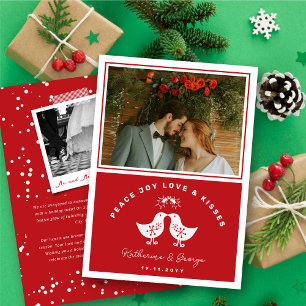 Cartes Pour Fêtes Annuelles Cute Retro Embrasser Poussins Paix Joy Amour Baise