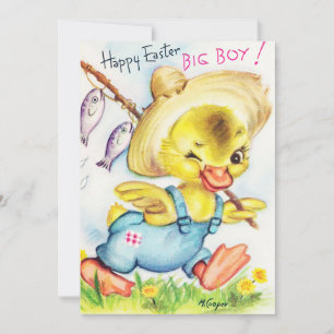 Cartes Pour Fêtes Annuelles Cute rétro vintage canard de Pâques ajouter le mes