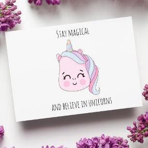 Cartes Pour Fêtes Annuelles Cute rose Kawaii Unicorn