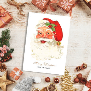 Cartes Pour Fêtes Annuelles Cute Rosy Cheeks Retro Père Noël Noël