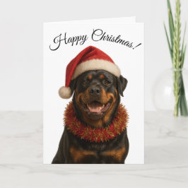 Cartes Pour Fêtes Annuelles Cute Rottweiler in a Santa hat Christmas card