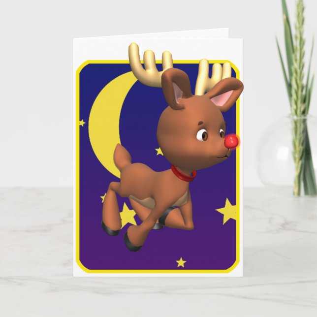 Cartes Pour Fêtes Annuelles Cute Rudolph (Devant)