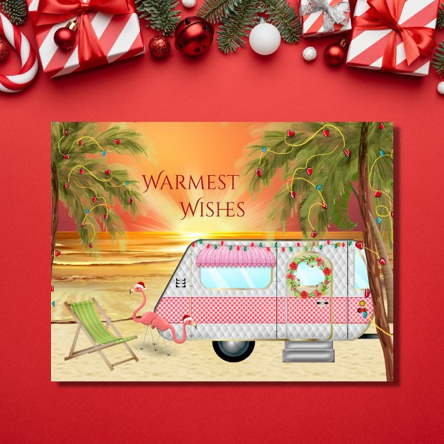 Cartes Pour Fêtes Annuelles Cute RV Camper Warmest Warmest Beach Noël (Créateur téléchargé)