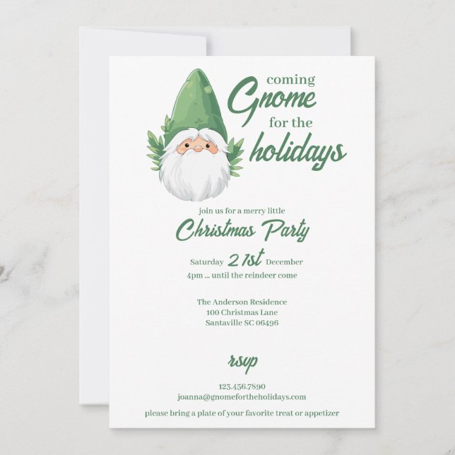 Cartes Pour Fêtes Annuelles Cute Santa Gnome pour les Fêtes (Devant)