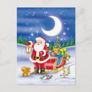 Cartes Pour Fêtes Annuelles Cute Santa with sledge