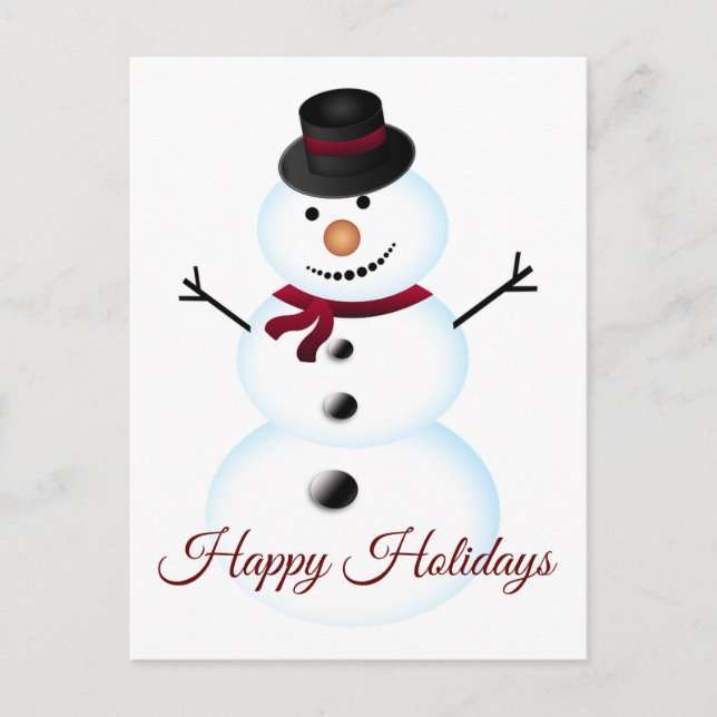 Cartes Pour Fêtes Annuelles Cute Snowman (Devant)