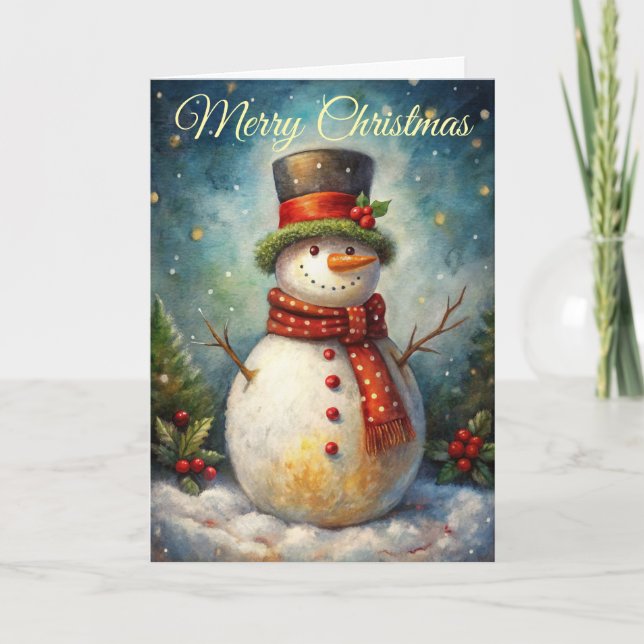 Cartes Pour Fêtes Annuelles Cute Snowman (Devant)