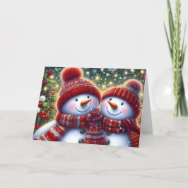 Cartes Pour Fêtes Annuelles Cute Snowman Couple Christmas