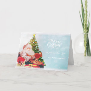 Cartes Pour Fêtes Annuelles Cute Snowman, Pine Tree Salutation d'entreprise
