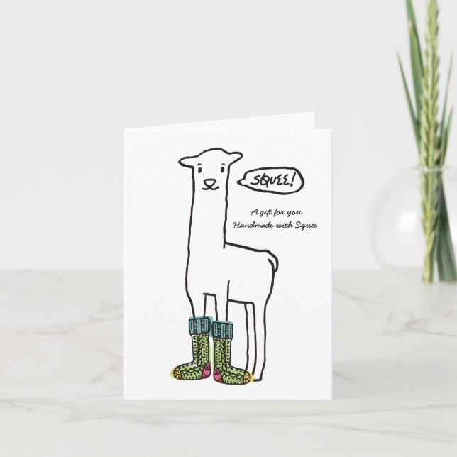 Cartes Pour Fêtes Annuelles Cute squat llama tricot de Noël crochet chaussette (Devant)