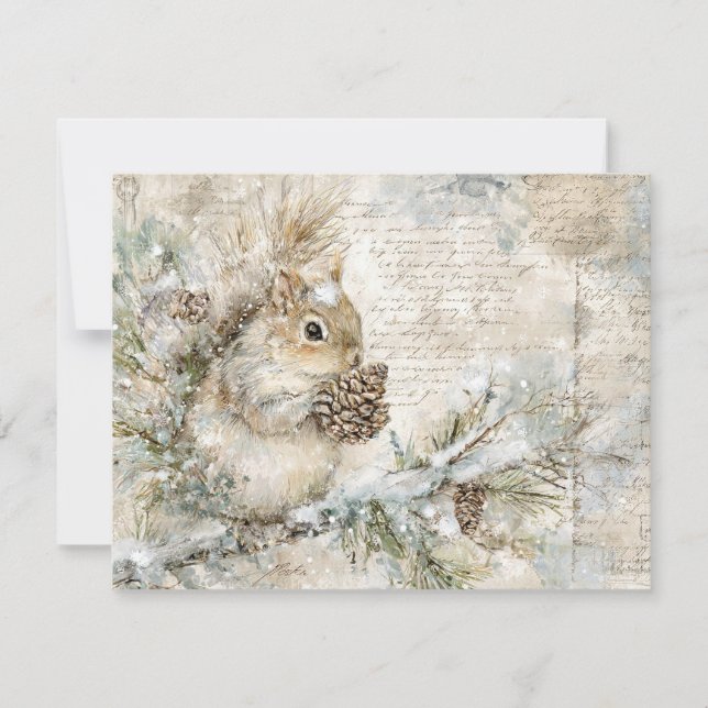Cartes Pour Fêtes Annuelles Cute squirrel on the pine branch (Devant)