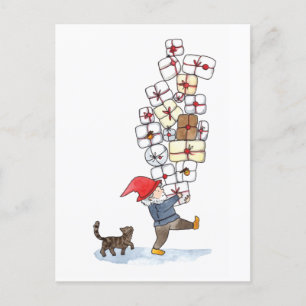 Cartes Pour Fêtes Annuelles Cute suédoise Tomten Noël Aquarelle