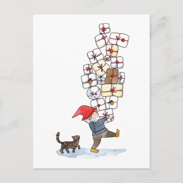 Cartes Pour Fêtes Annuelles Cute suédoise Tomten Noël Aquarelle (Devant)