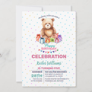 Cartes Pour Fêtes Annuelles Cute Teddy-Bear avec des aquarelles actuelles enve