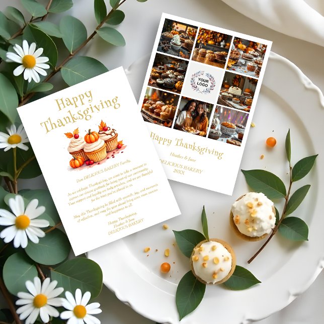 Cartes Pour Fêtes Annuelles Cute Thanksgiving Cupcakes Collage 8 Photos  (Cute Thanksgiving Cupcakes Collage 8 Photos Collage 8 Photos Business Holidays Cards.)