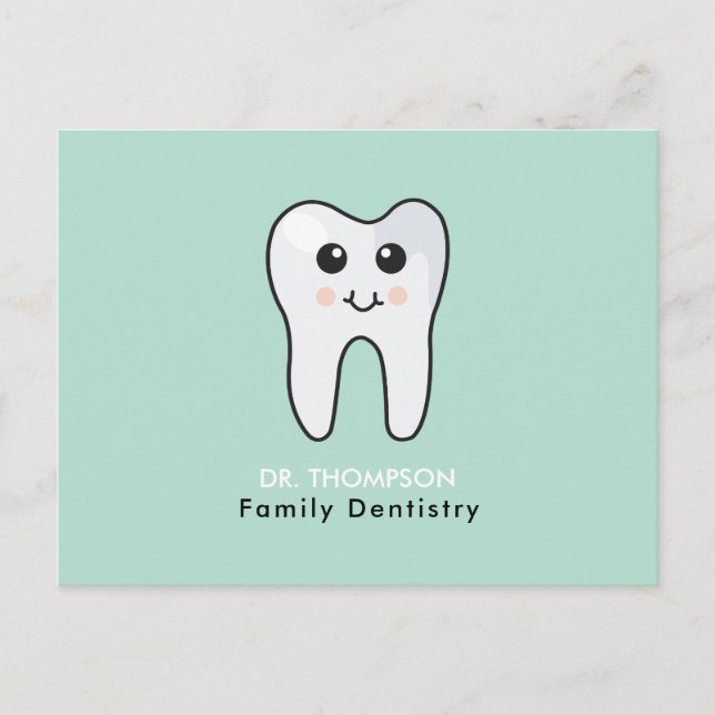 Cartes Pour Fêtes Annuelles Cute Tooth Famille Dentistère Business (Devant)