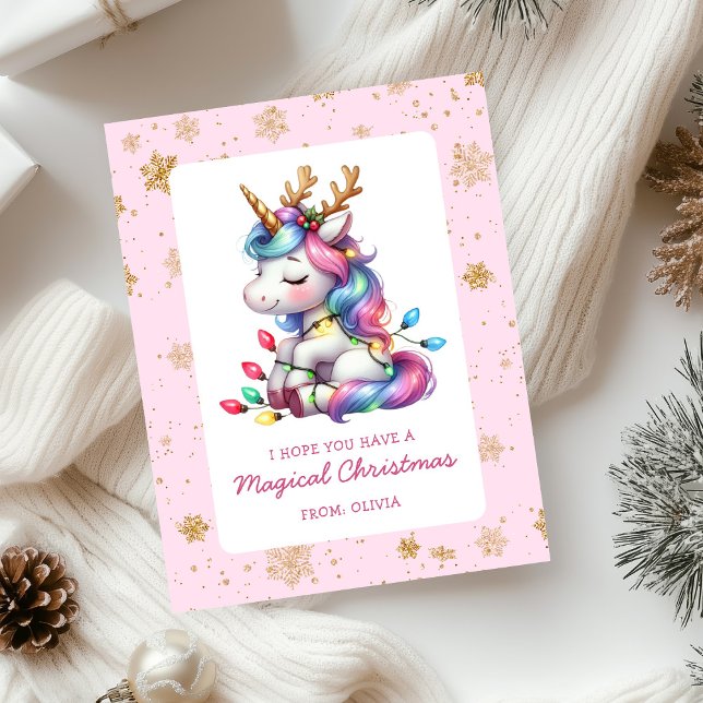 Cartes Pour Fêtes Annuelles Cute Unicorn Kids Christmas (Créateur téléchargé)