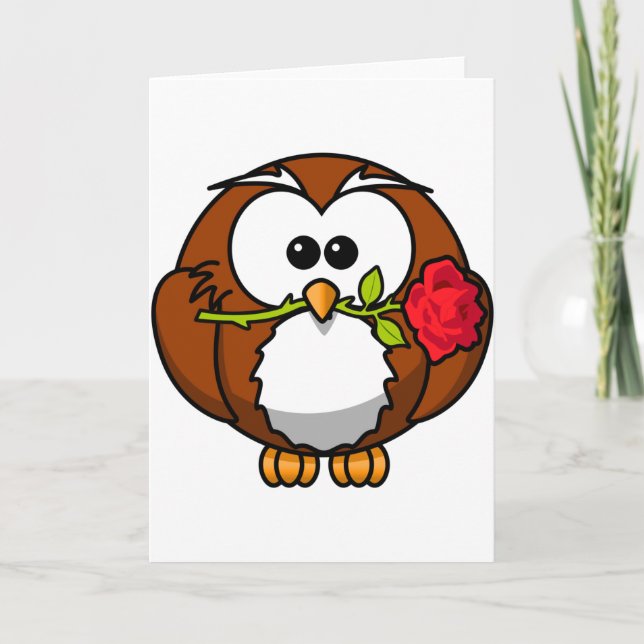 Cartes Pour Fêtes Annuelles Cute Valentine Owl (Devant)
