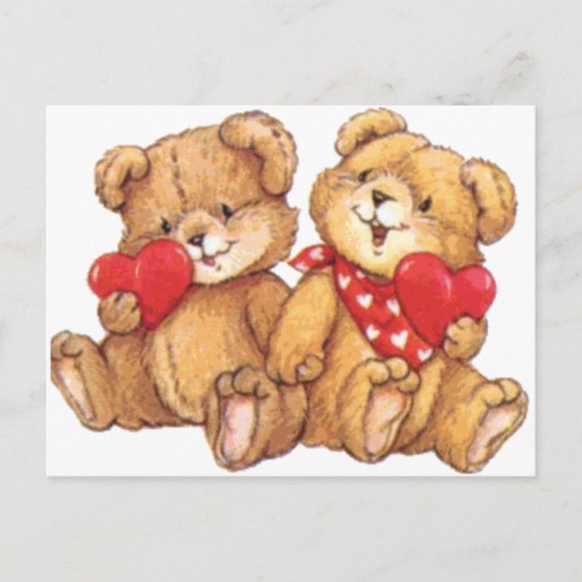 Cartes Pour Fêtes Annuelles Cute Valentine Teddy Bear Couple (Devant)