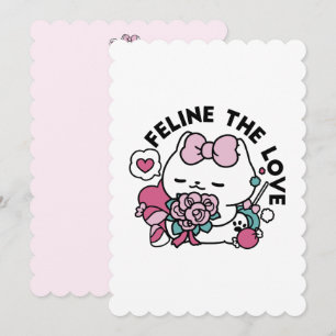 Cartes Pour Fêtes Annuelles Cute Valentine's Cat Design - Feline the Love