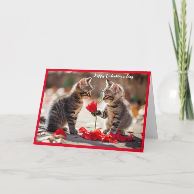Cartes Pour Fêtes Annuelles Cute Valentine's Day Kittens (Devant)
