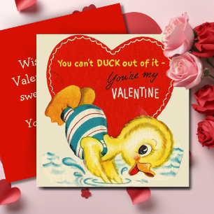 Cartes Pour Fêtes Annuelles Cute Vintage Canard Custom Retro Saint Valentin