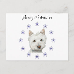 Cartes Pour Fêtes Annuelles Cute Westie Chien Art et Noël Snowflakes
