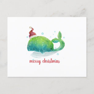 Cartes Pour Fêtes Annuelles Cute Whale with Santa Hat