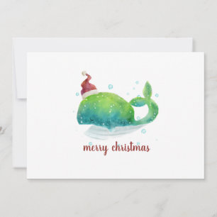 Cartes Pour Fêtes Annuelles Cute Whale with Santa Hat