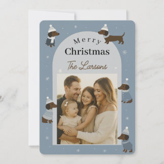 Cartes Pour Fêtes Annuelles Cute Winter Dachshund Christmas Photo Card