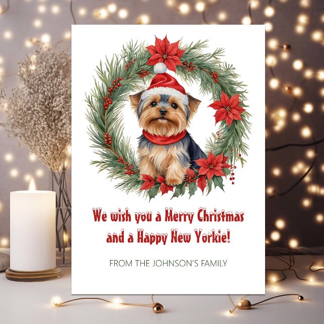 Cartes Pour Fêtes Annuelles Cute Yorkie Funny Chien Pun Noël (Cute Yorkie Funny Dog Pun Christmas Holiday Card)