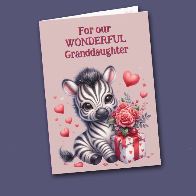 Cartes Pour Fêtes Annuelles Cute Zebra Floral Cadeau Grandgirl Valentine (Créateur téléchargé)