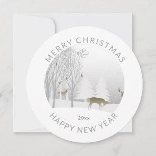 Cartes Pour Fêtes Annuelles Cycle moderne Bois d'hiver blanc Noël