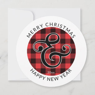 Cartes Pour Fêtes Annuelles Cycle moderne, Joyeux Noël Ampersand & Plaid