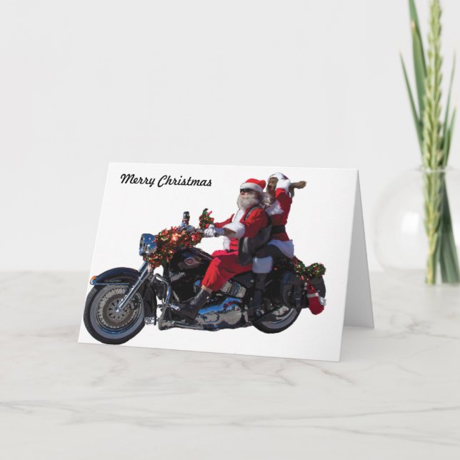 Cartes Pour Fêtes Annuelles Cycliste Père Noël (Devant)