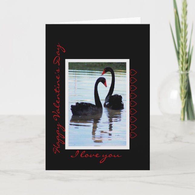 Cartes Pour Fêtes Annuelles Cygnes noirs Heureuses Saintes-Valentin (Devant)