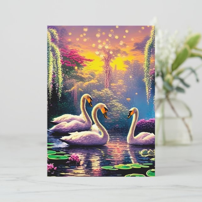 Cartes Pour Fêtes Annuelles Cygnes rêveurs (Debout devant)