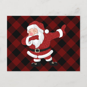 Cartes Pour Fêtes Annuelles Dabbing Red Plaid Santa Claus   Fun Rustic Buffalo