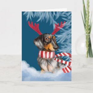 Cartes Pour Fêtes Annuelles Dachshund À Travers La Neige